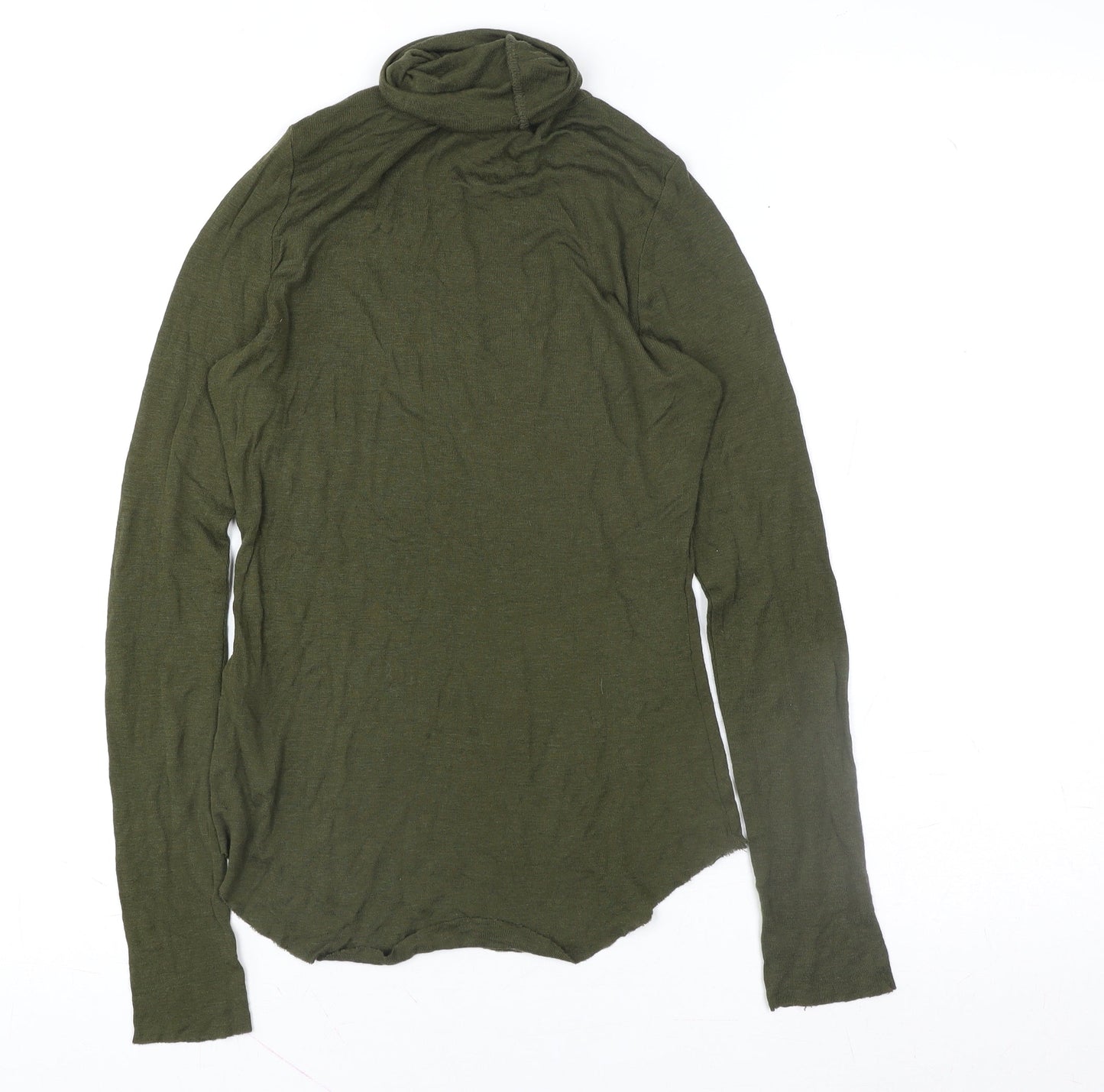 French Connection Women's Green Roll Neck Wool Blend Long Sleeve Top XS