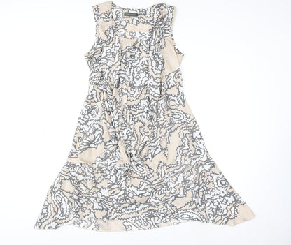 Mint Velvet Women's Beige Paisley Silk Shift Dress Size 10