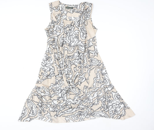 Mint Velvet Women's Beige Paisley Silk Shift Dress Size 10