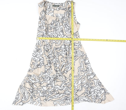 Mint Velvet Women's Beige Paisley Silk Shift Dress Size 10