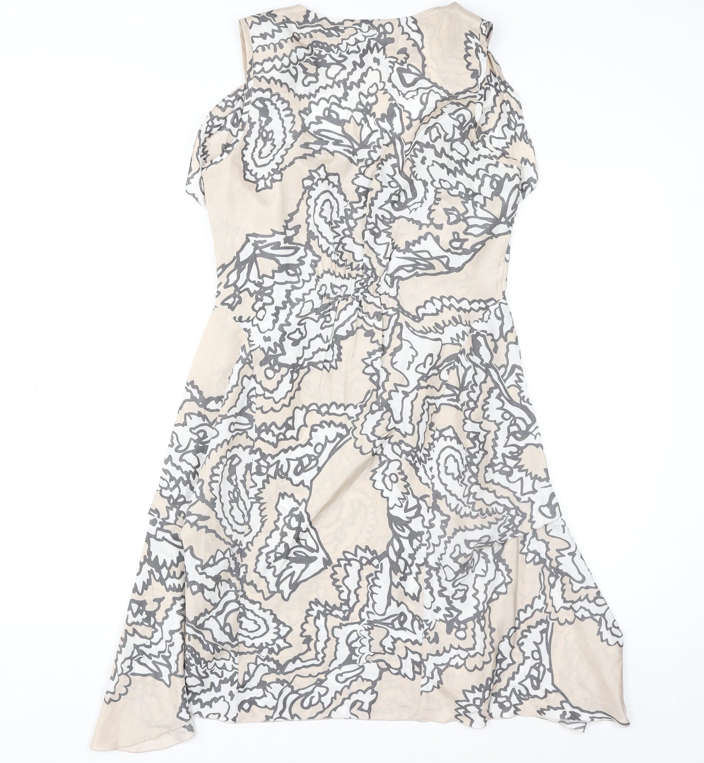 Mint Velvet Women's Beige Paisley Silk Shift Dress Size 10