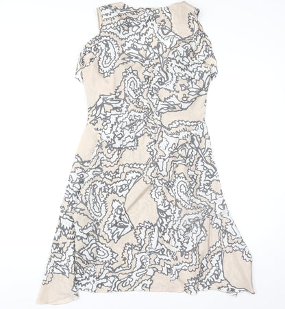 Mint Velvet Women's Beige Paisley Silk Shift Dress Size 10