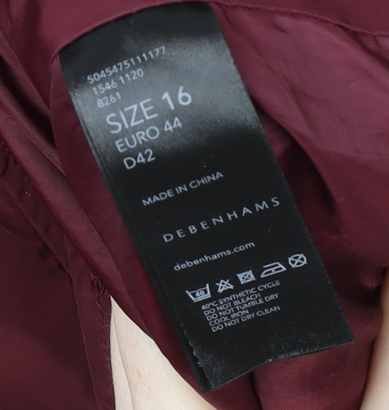 RJR John Rocha Women’s Red Hooded Rain Coat Jacket Size 16