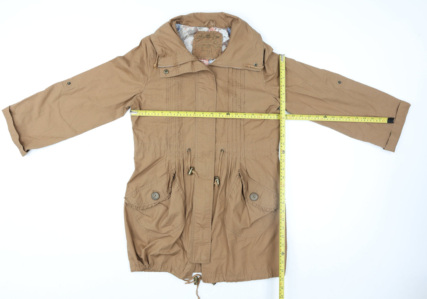 Denim Co Women's Brown Cotton Parka Coat Size 14