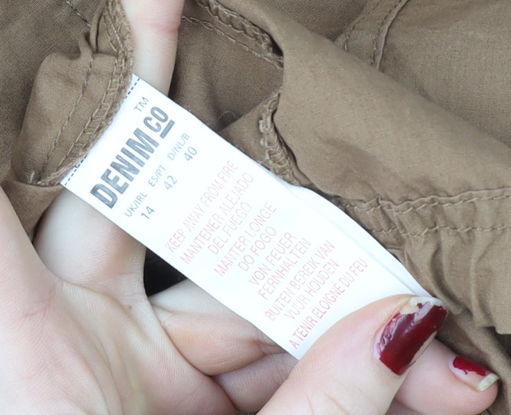 Denim Co Women's Brown Cotton Parka Coat Size 14