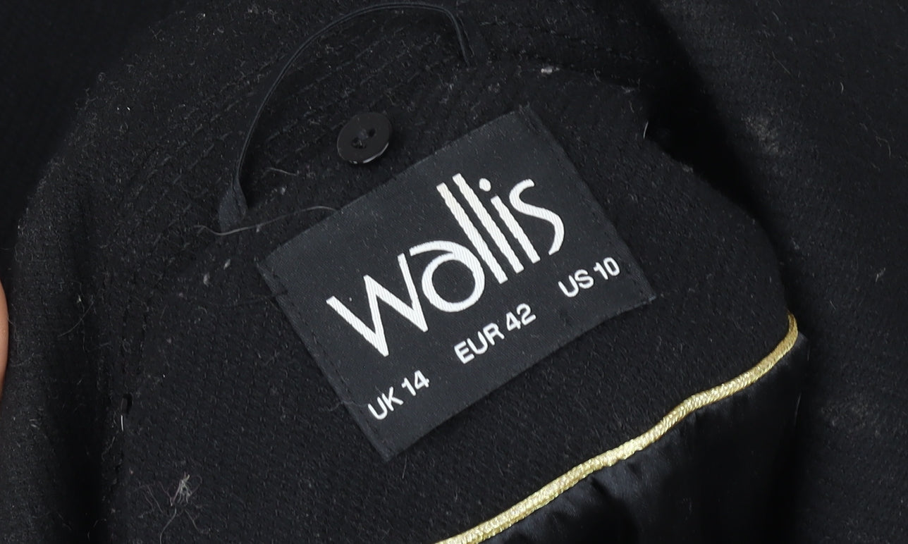 Womens UK Size 14 Wallis Black Overcoat
