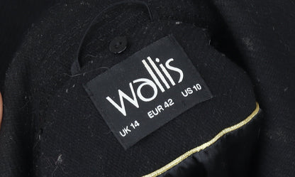 Womens UK Size 14 Wallis Black Overcoat