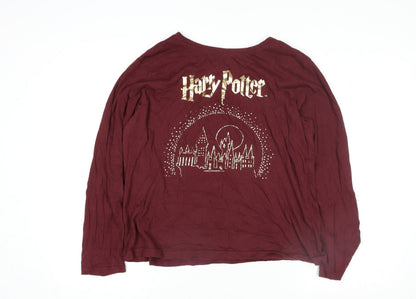 Womens UK Size M Harry Potter Red Basic T-Shirt