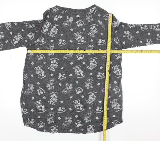 Primark Women’s Grey Mickey Mouse Long Sleeve Nightshirt Size 14