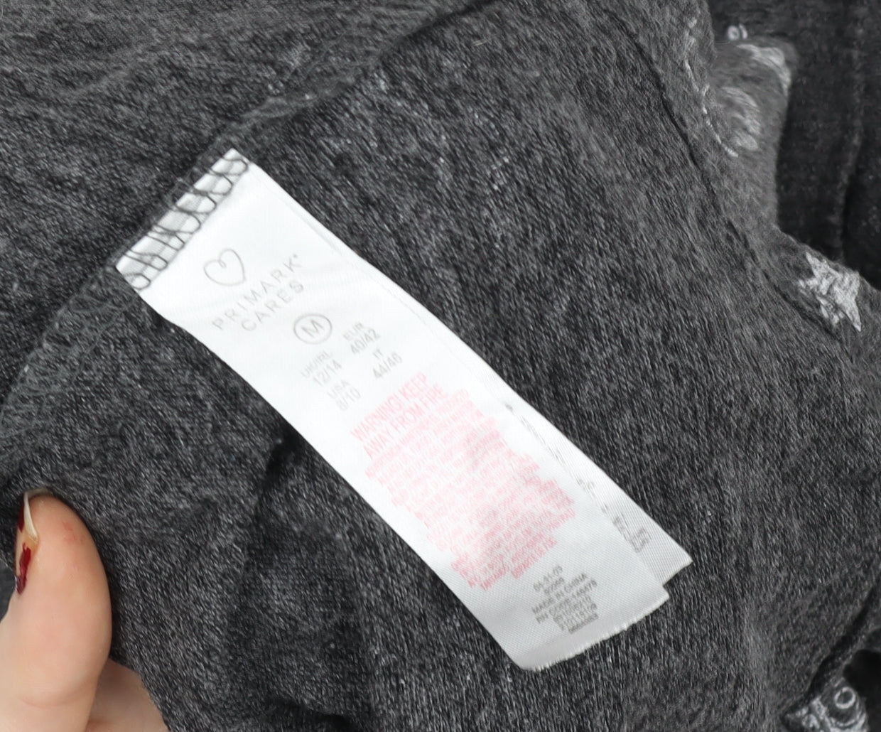 Primark Women’s Grey Mickey Mouse Long Sleeve Nightshirt Size 14