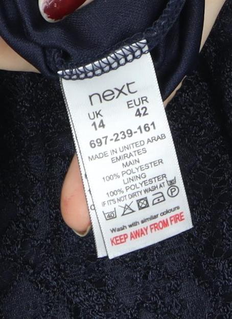 Next Women Black Lace Bodycon Knee Length Dress Size 14