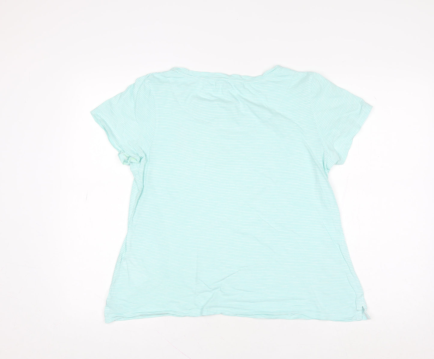 Joules Women's Blue Striped Crew Neck Embroidered Seahorse Cotton T-Shirt UK 12