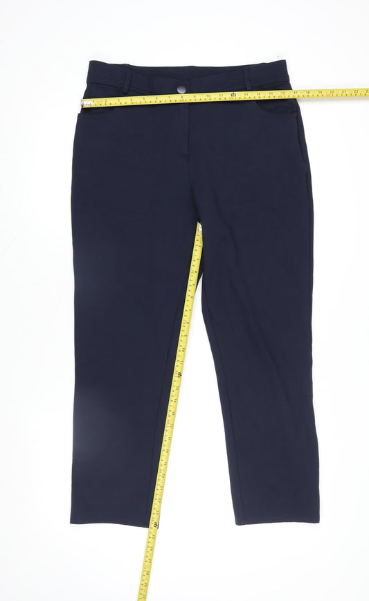 Dunnes Stores Women's Navy Blue Stretch Straight Leg Trousers Size 12