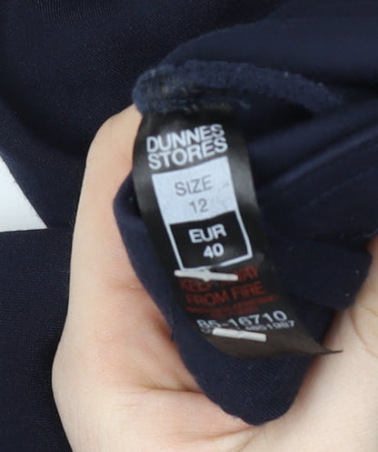 Dunnes Stores Women's Navy Blue Stretch Straight Leg Trousers Size 12