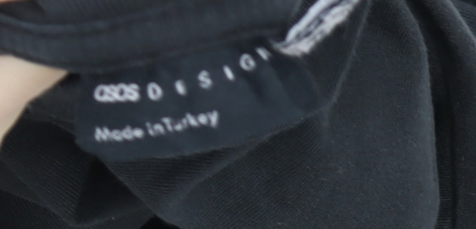 ASOS DESIGN Women Black Tie-Dye Cotton T-Shirt Size 8