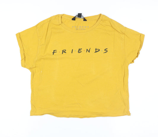 New Look Girls Yellow Friends Graphic T-Shirt Age 14-15 Years Cotton