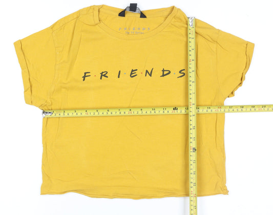 New Look Girls Yellow Friends Graphic T-Shirt Age 14-15 Years Cotton