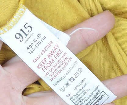 New Look Girls Yellow Friends Graphic T-Shirt Age 14-15 Years Cotton