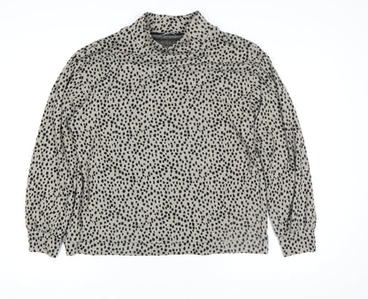 Nutmeg Women Beige Black Animal Print Long Sleeve Sweatshirt Size 10