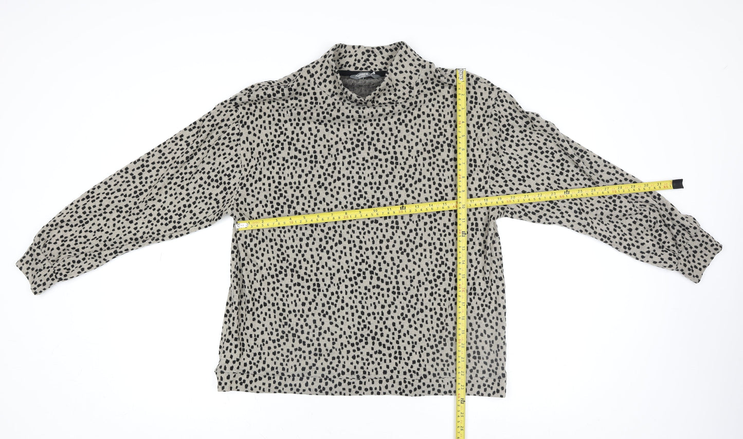 Nutmeg Women Beige Black Animal Print Long Sleeve Sweatshirt Size 10