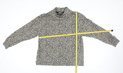 Nutmeg Women Beige Black Animal Print Long Sleeve Sweatshirt Size 10