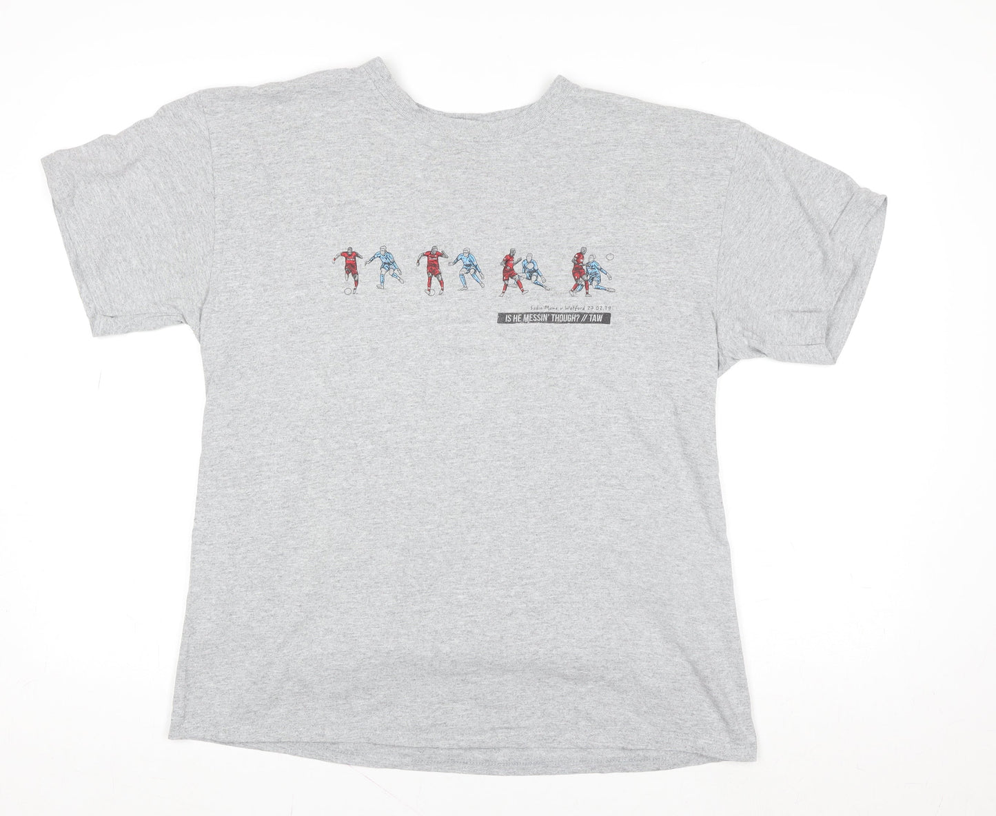 The Anfield Wrap Men's Grey Cotton Football Graphic T-Shirt Size L