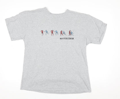The Anfield Wrap Men's Grey Cotton Football Graphic T-Shirt Size L