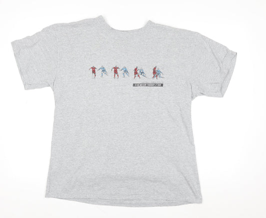 The Anfield Wrap Men's Grey Cotton Football Graphic T-Shirt Size L