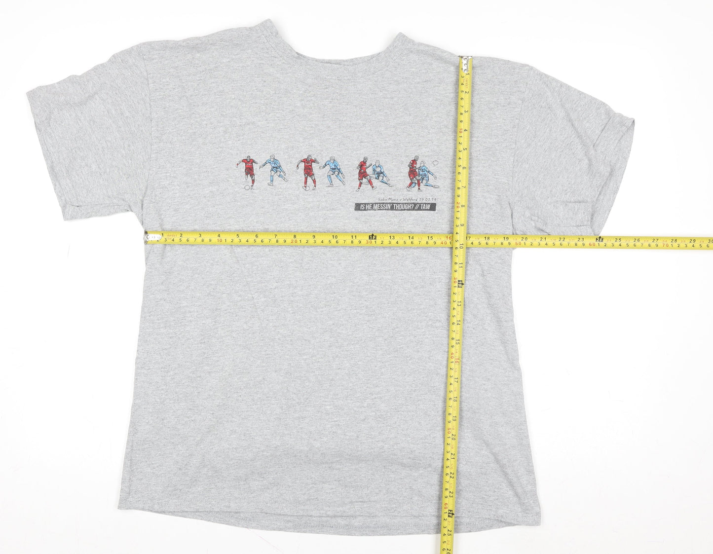 The Anfield Wrap Men's Grey Cotton Football Graphic T-Shirt Size L