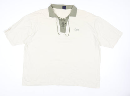 Cotton Traders Womens Beige 4XL Short Sleeve Lace Up Polo Top