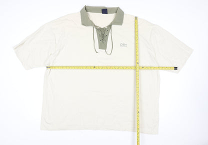 Cotton Traders Womens Beige 4XL Short Sleeve Lace Up Polo Top