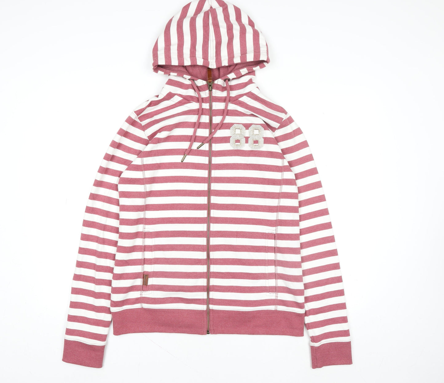 FatFace Women’s Pink Striped Hooded Zip Jacket Size 14
