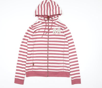 FatFace Women’s Pink Striped Hooded Zip Jacket Size 14