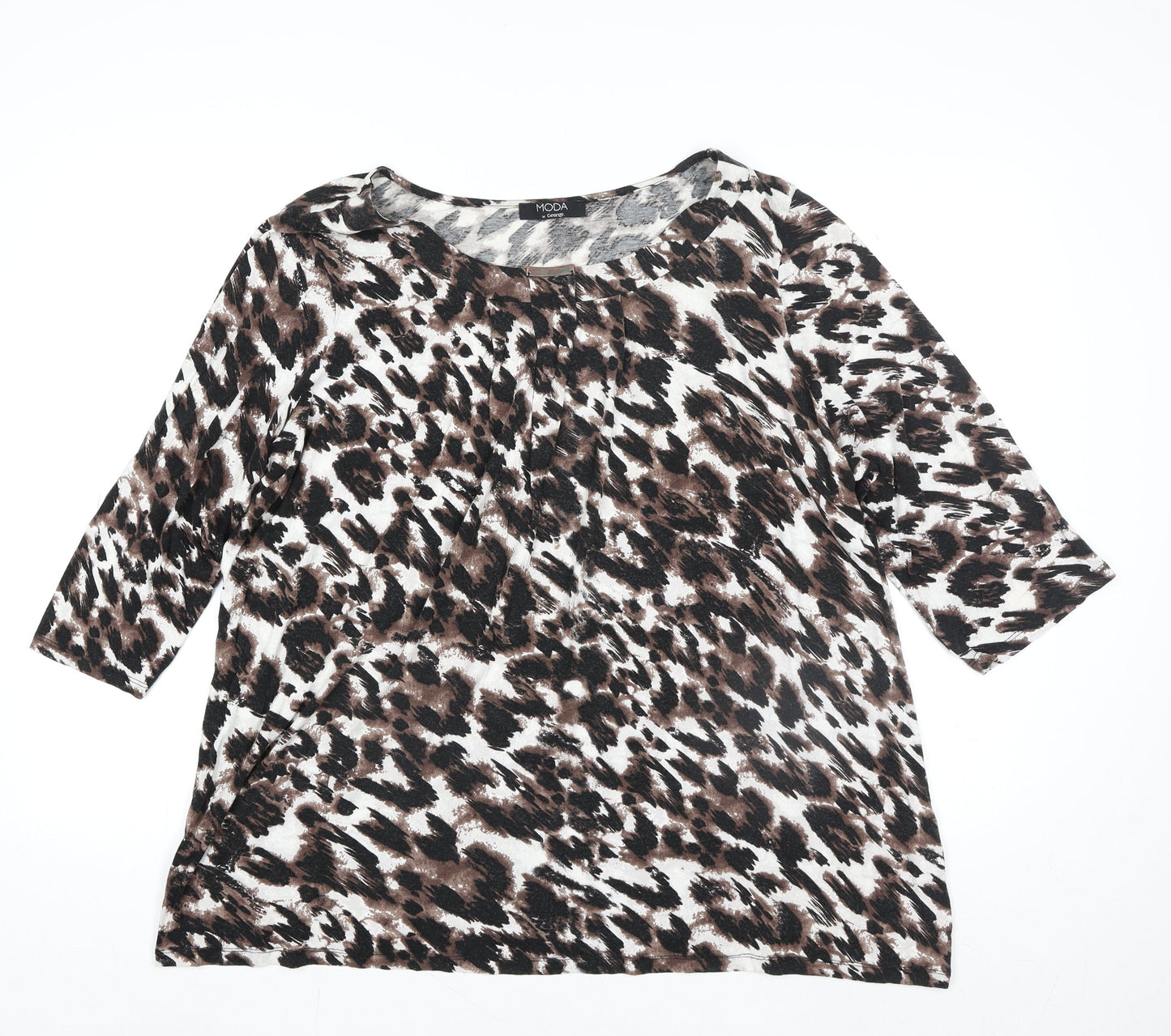 George Women’s Brown Leopard Print 3/4 Sleeve Jersey Top Size 22