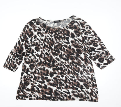 George Women’s Brown Leopard Print 3/4 Sleeve Jersey Top Size 22