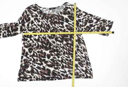 George Women’s Brown Leopard Print 3/4 Sleeve Jersey Top Size 22
