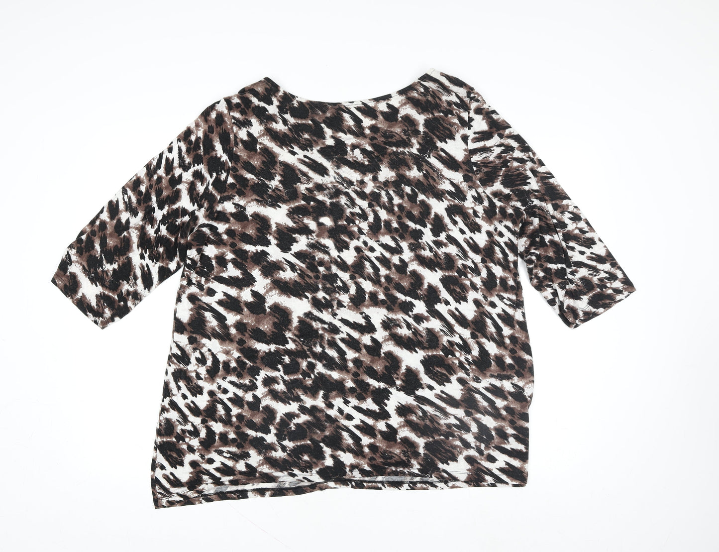 George Women’s Brown Leopard Print 3/4 Sleeve Jersey Top Size 22
