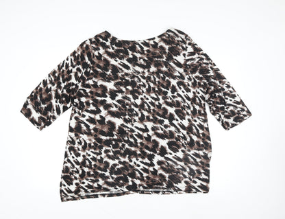 George Women’s Brown Leopard Print 3/4 Sleeve Jersey Top Size 22