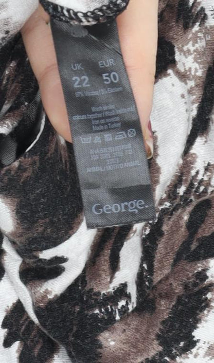 George Women’s Brown Leopard Print 3/4 Sleeve Jersey Top Size 22