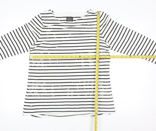 Joules Women’s Black & White Striped Sequin 3/4 Sleeve Cotton Top UK 14