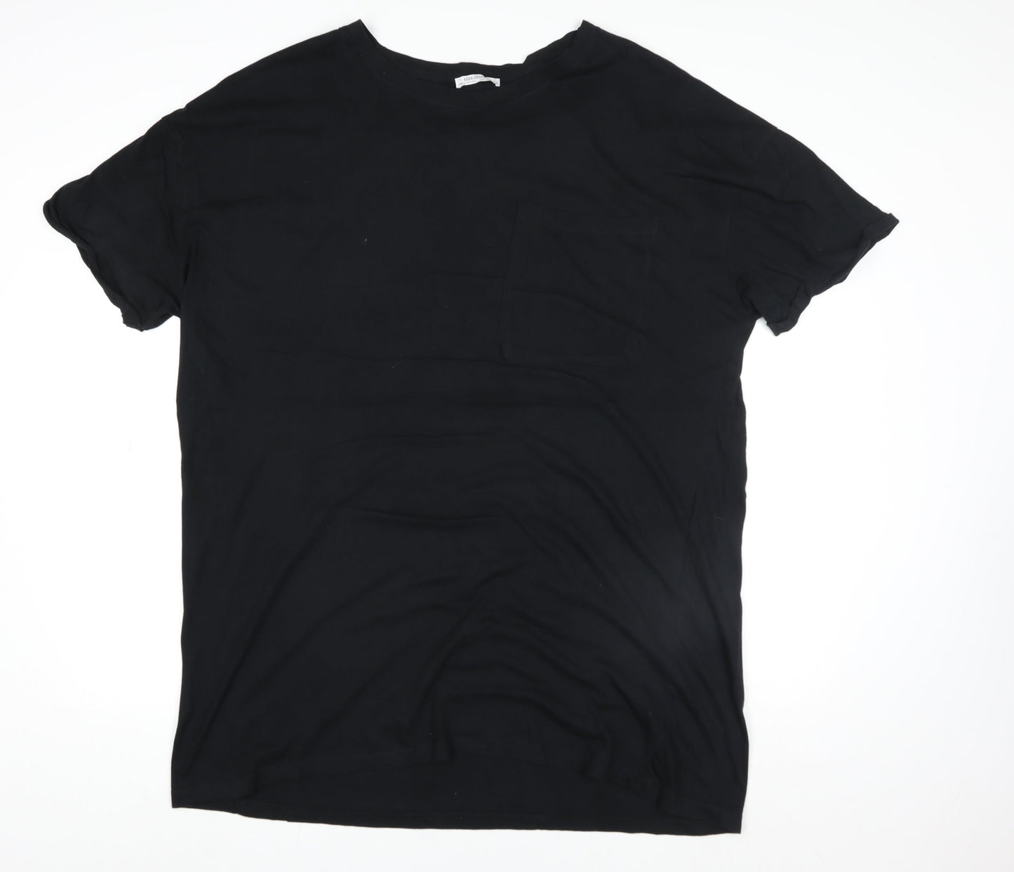 Zara Trafaluc Men's Black Cotton Crew Neck Short Sleeve T-Shirt M