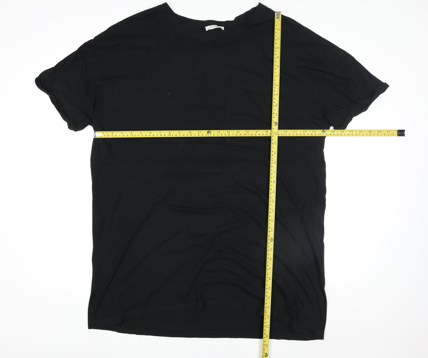 Zara Trafaluc Men's Black Cotton Crew Neck Short Sleeve T-Shirt M