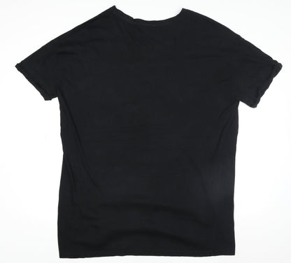 Zara Trafaluc Men's Black Cotton Crew Neck Short Sleeve T-Shirt M