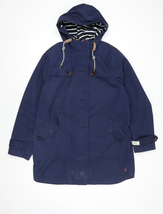 Joules Womens Blue Waterproof Hooded Rain Coat Size 14