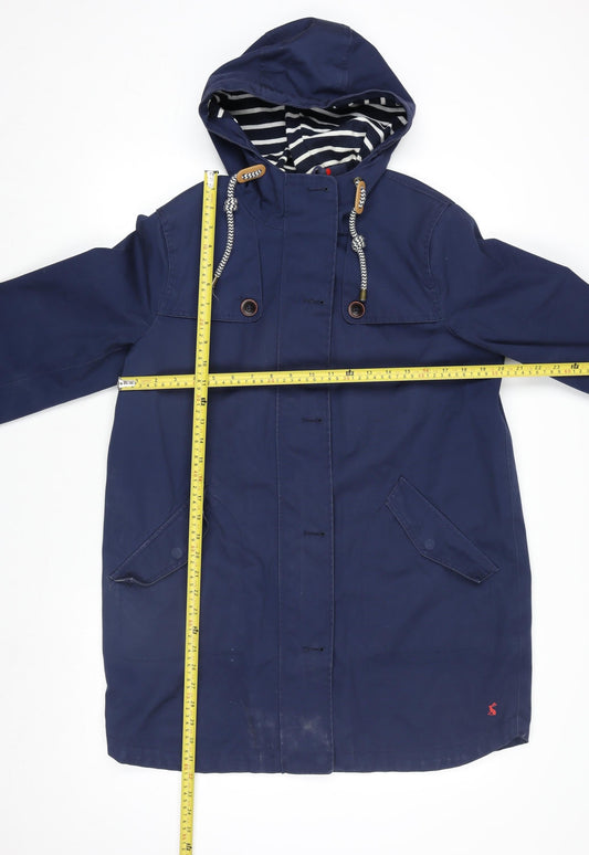 Joules Womens Blue Waterproof Hooded Rain Coat Size 14