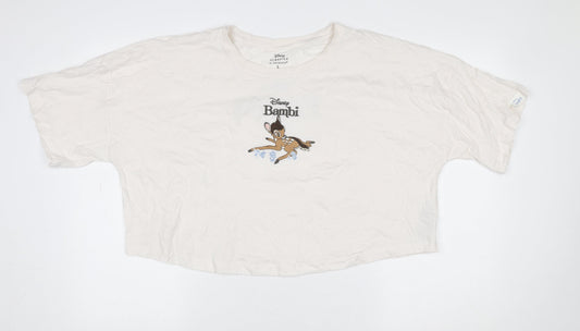 Primark Women Ivory Disney Bambi T-Shirt Nightshirt L Cotton