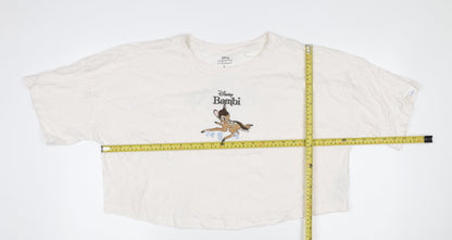 Primark Women Ivory Disney Bambi T-Shirt Nightshirt L Cotton