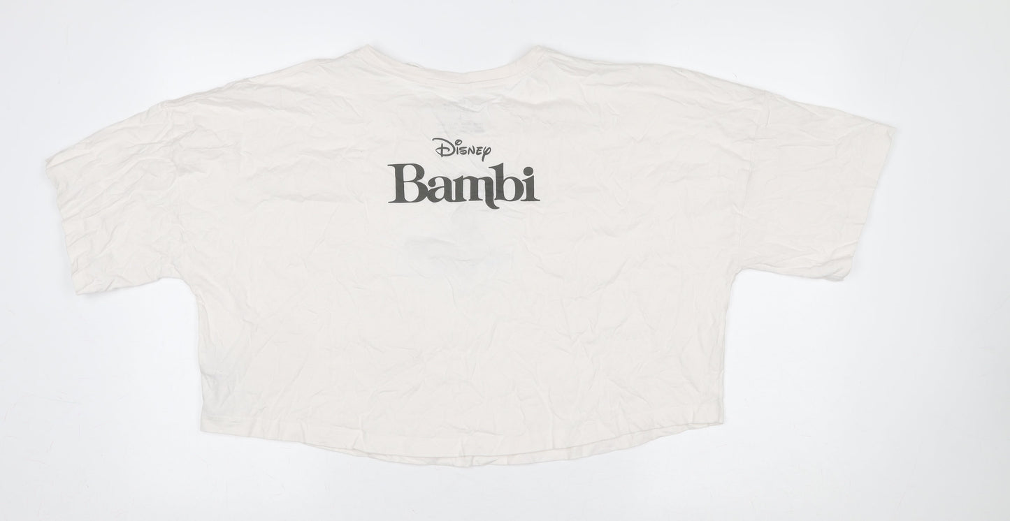 Primark Women Ivory Disney Bambi T-Shirt Nightshirt L Cotton