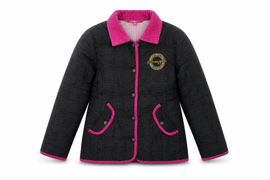 Girls UK Size 6-7 Years Pineapple Black Quilted Coat