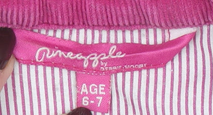 Pineapple Girls Black Quilted Jacket Age 6-7 Years Pink Trim Logo Design